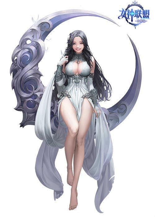 《女神联盟:天堂岛》月之女神原画
